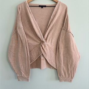 Ocean Drive Crop Sweatshirt V-Neck Tan